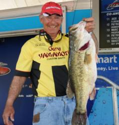 Tom Monsoor is in third place thanks to this 9-pound, 11-ounce brute that took big bass honors on day one.