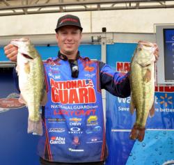 National Guard pro Brent Ehrler of Redlands, Calif., holds down the fifth spot after the first day on the Red River.