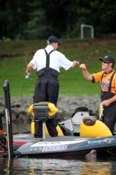Jacob Wheeler gives a celebratory bump after catching a keeper on the final day of the 2011 BFL All-American.