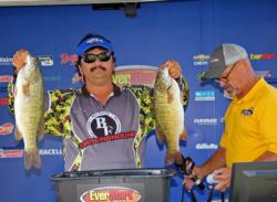 Second-place co-angler, Arnold Payne caught the biggest bass of his division, a 5-15.