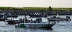 Anglers patiently wait for the start of day one on Green Bay.