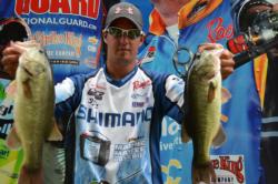 Pro Cory Johnston of Peterborough, Ontario, used a catch of at 30 pounds, 13 ounces, to finish the day in a tie for second place. 