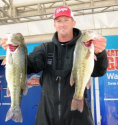 Pro Bryan Schmitt sits in fifth place after catching 17 pounds, 7 ounces Thursday.