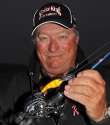 Bass fishing legend Denny Brauer will use a Strike King Series 5 crankbait if he moves closer to the bank today.