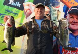 Second-place co-angler Ralph Myhlhousen caught an 18-pound, 1-ounce limit on day one.