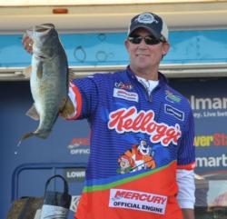 Fourth-place pro Art Ferguson III shows off his kicker bass from day four on Lake Okeechobee.