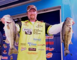 Straight Talk pro J.T. Kenney of Palm Bay, Fla., is in fifth place with a five-bass limit weighing 18 pounds, 9 ounces.