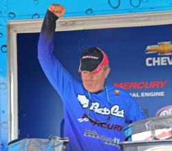 David Gillham reacts to the news of his co-angler victory.