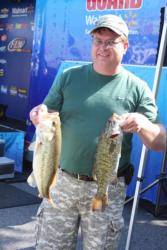 In the No. 2 spot among co-anglers is David Carroll with 15 pounds, 11 ounces on day one.