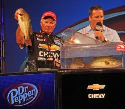 Bass fishing legend Roland Martin improved from ninth place to fourth on day four.