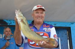 Mercury pro John Campbell shows off an over that was part of his 15-pound, 6-ounce bag on the final day to give him the victory on Lake Oahe. 