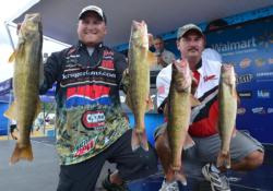 Evinrude pro Dusty Minke of Forest Lake, Minn., and his co-angler Todd Riederof Fond Du Lac, Wis., hold down the fifth spot with 24 pounds, 13 ounces. 