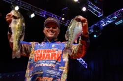 National Guard pro Scott Martin shows off his sixth-place catch during the first day of Cup competition.