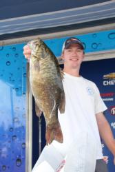 Co-angler  Joe Wilkerson won the Snickers Big Bass award for this 5-pound, 6-ounce smallmouth.