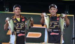 Nicholas Schuetz and Elliott Myers move up to second with a two-day total weight of 26 pounds, 9 ounces. 