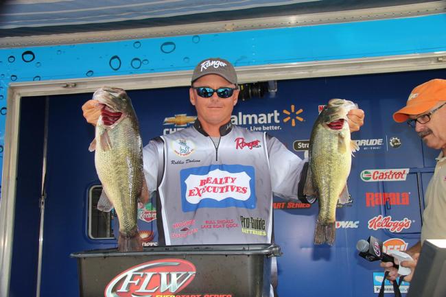 Day-one leader Robbie Dodson caught all of his fish on a Luck-E-Strike crankbait.