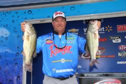 Second-place pro Dennis Berhorst caught most of his fish flipping but he also pulled a few off of deep rocks.