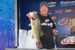 Co-angler  Roger Olson caught the biggest bass of day one - a 5-pound, 12-ounce largemouth.