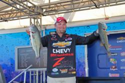Chevy pro  Luke Clausen caught all five of his day-three fish on different baits.