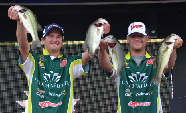 The UNC Charlotte team of Shane Lehew and Adam Waters rose to second place after catching a limit on day three weighing 11 pounds, 3 ounces.