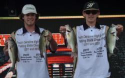 Hampton Anderson and Eli Roland, both of Anderson, S.C., caught five bass Saturday weighing 9 pounds, 9 ounces.