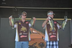 David Cosner and Jared Brown of Texas State University brought 12 pounds, 6 ounces to the scales on day one of the FLW College Fishing Southern Conference Championship. 