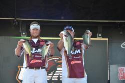 Paul Clark and Brett Preuett of the University of Louisiana-Monroe only brought four fish to the stage, but still sit in fifth place with 11 pounds, 8 ounces. 