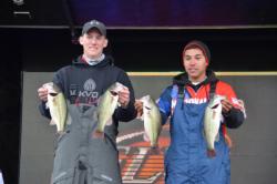 Trevor Yates and Wyatt Smith took second place at the High School Fishing Southern Conference Championship with a limit that weighed 13 pounds. 