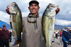 Pro Joseph Caporuscio of Coto De Caza, Calif., recorded a total catch of 13 pounds, 3 ounces to grab second place at Lake Roosevelt. 