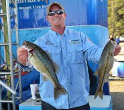 Second-place co-angler Tom Stark caught a limit Thursday weighing 10 pounds, 7 ounces.