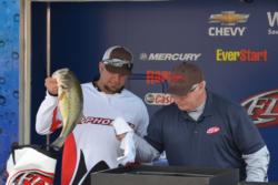 Chuck Austin rounds out the top 5 on day one, his limit of bass went for 19 pounds, 9 ounces. 
