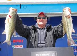 Top co-angler  Randy Hicks caught his fish on spinnerbaits and swim jigs.