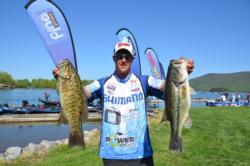 Cory Johnston bested his brother on day one with 18 pounds, 4 ounces to sit in a tie for second. 
