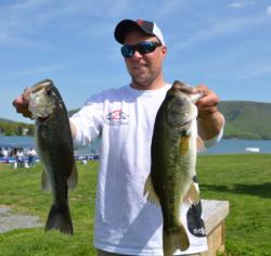 Scott Howard of Evington, Va., shows off his two best from day two that comprised his 11-11 limit to move him up to second place. 