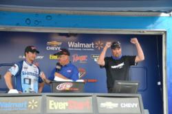 Ron Nelson celebrates as he is announced the winner of the season opener for the EverStart Series Northern Division on Smith Mountain Lake. 