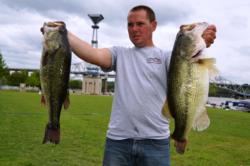Pro Jeff Suratt of Leoma, Tenn., used a catch of 52 pounds to finish the day two in second place on Pickwick Lake.