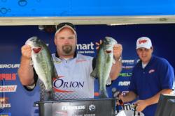 Third-place pro Jason Tibbetts caught his bass on a shaky head fished over deep structure.