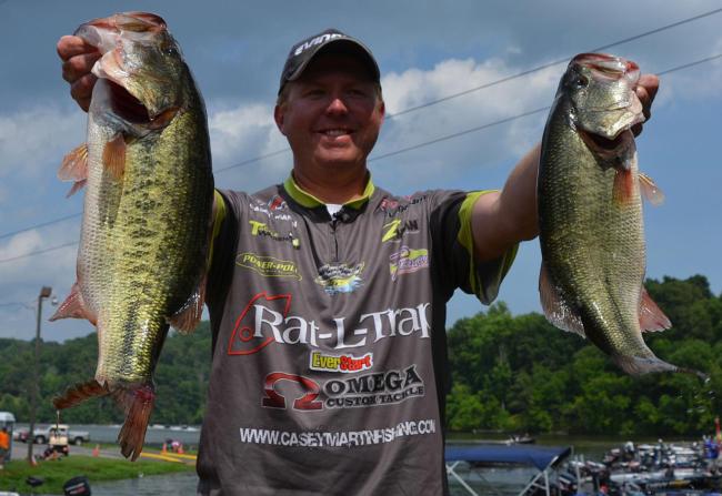 Casey Martin caught 22 pounds, 15 ounces Thursday and sits in third place.