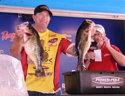 Tim Fox of Meridian, Miss., leads the Co-angler Division of the Rayovac Series on Lake Okeechobee with two-day total of 26 pounds, 12 ounces. 