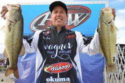 Although Todd Kline of San Clemente, Calif., lost his overall lead in the Co-angler Division he still managed to qualify for the finals on Lake Havasu in second place with a two-day total catch of 23 pounds, 10 ounces.