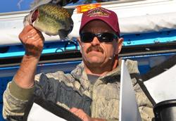 Pro John Fuqua of Oxnard, Calif., proudly displays his catch en route to a third-place finish on Lake Havasu.