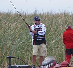 Randall Tharp fires out a cast with a swim jig.