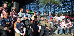 The top-10 team finalists at the 2014 FLW College Fishing National Championship pose for a quick photo after day-two weigh-in.