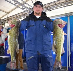 Co-angler Eric Self tied for the lead after day one thanks to his 18-4 bag.