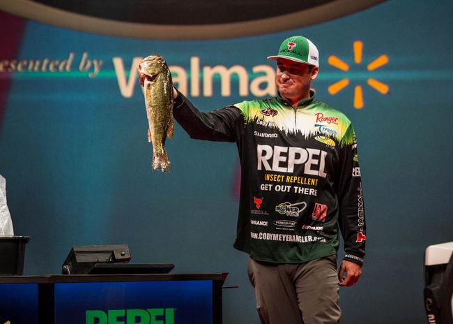 Mr. Consistency Cody Meyer caught a 14-pound, 9-ounce limit on day one to move into a tie for second place with Bryan Thrift.