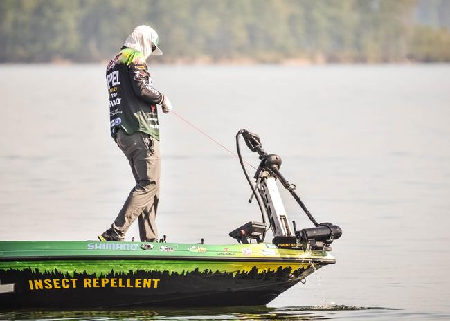 Repel pro Cody Meyer is on the move. He started day two of the Forrest Wood Cup in second place.