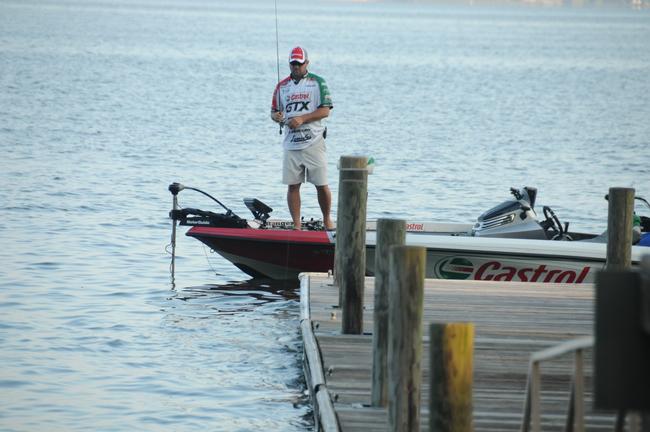 David Dudley was looking for any kind of shade to fish on the start of a scorching day two.