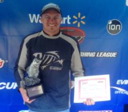 Co-angler Dennis Burdette of Lindside, W.Va., won the Oct. 2-4 Walmart BFL Regional on the James River with a total weight of 22 pounds, 1 ounce. For his efforts, Burdette was awarded a Ranger Z518 with a 200 horsepower engine.