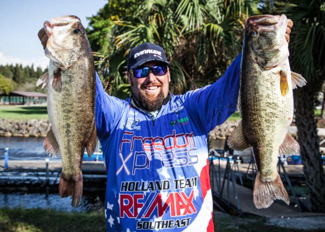 All the way from Maine, Joe Holland traded snow and ice for this 22-pound, 3-ounce limit of Florida hawgs. He's currently in third place.