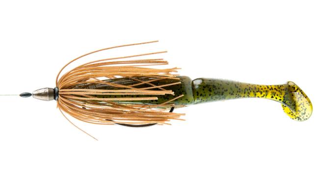Val Osinski adds a skirt to his swimbait to attract more bites. 